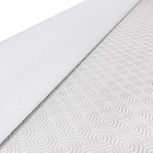 Tischschoner mit Muster abwaschbar Weiß PVC Tischschutz Molton mit weißem Untergrund Rund 140 cm