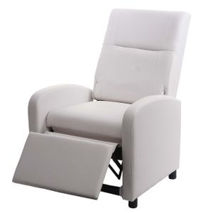 Fernsehsessel HWC-H18, Relaxsessel Liege Sessel, Kunstleder klappbar 99x70x75cm  weiß