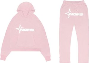 NOFS Jogginghose und Trainingsanzüge, Buchstaben Druck Lose Hoodies und Jogginghosen Y2K für Herren, Y2K Hip Hop Streetwear Uni Frauen Pullover Lässig Oberteile und Sporthosen 8 Stück Anzug