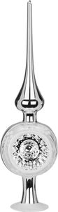 Christbaumspitze Glas 25cm Reflex Ornament Silber glänzend