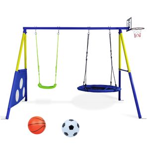 CCLIFE Schaukelgestell Outdoor 200kg Multifunktionales 4-in-1 Schaukelgestell Metall Kinderschaukel Nestschaukel mit Gestell Outdoor