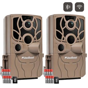 2 Stück Wildkamera WLAN mit App 4K 48MP Nachtsicht Bewegungsmelder Wildtierkamera