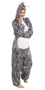 B88052-165 Damen Herren Zebra Overall-Kostüm bis max.165 cm Körpergröße