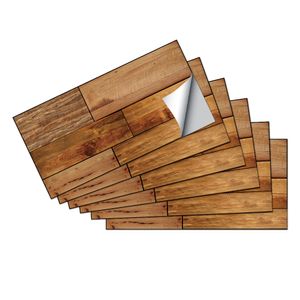 6/18/36/54 Stk Holzmaserung Fliesenaufkleber Selbstklebend 30x15cm,Farbe: Sumach Holz Textur,Menge:6 Stk