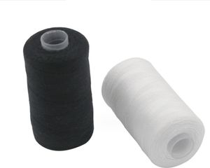 [0,05 EUR/10 m] 2 teiliges Nähgarn Set | Nähset Universal | Polyester Nähmaschinengarn | 2 Spulen a. 500m | Allesnäher Garnset  1 x Schwarz + 1 x Weiß | Nähfaden Set - 1000m