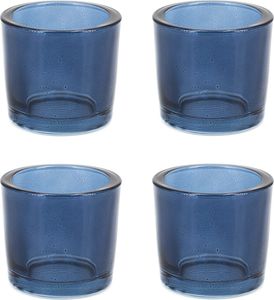 Teelichthalter Glas 6,5x6cm dunkelblau 4er Set