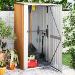 vidaXL Prístrešok na náradie hnedý 118,5x97x209,5 cm pozinkovaná oceľ