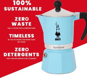 BIALETTI Rainbow Espressokocher blau, 3 Tassen