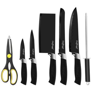 Cheffinger Home Messerset 8-teiliges Edelstahl-Küchenmesser-Set mit rotierenden Ständer