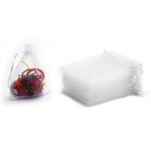 INF Kleine Geschenkbeutel mit Kordelzug Organza 50er-Pack Weiß