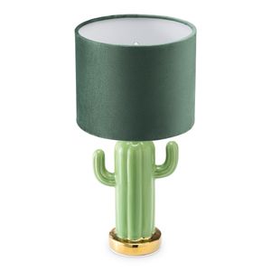 Navaris Tischlampe im Kaktus Design - 32,5cm hoch - Deko Keramik Lampe für Nachttisch oder Beistelltisch - Dekolampe mit E14 Gewinde - Leuchte in Grün