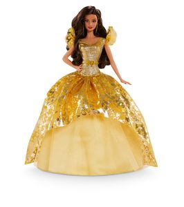 Barbie Signature 2020 Holiday Barbie-Puppe (30 cm, brünettes langes Haar) im goldenen Kleid