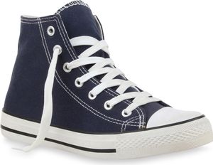 Mytrendshoe Damen Sneakers High Freizeit Turnschuhe Viele Farben & Größen 96535, Farbe: Dunkelblau, Größe: 38