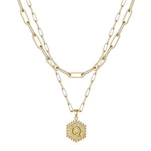 Anhänger-Halskette, wasserfest, vielseitig einsetzbar, glänzender Buchstabe, Gold-Schicht-Halskette als Geschenk-Q