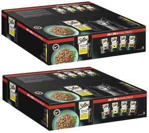 SHEBA Portionsbeutel Multipack Maxi-Pack Selection Mini Filets in Sauce Geflügel Variation 2x 60 x 85g