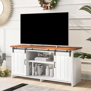 Merax TV komoda s nízkými zásuvkami TV skříňky s dvířky a policemi, příborníková skříňka kuchyňská skříňka s velkým úložným prostorem, šířka 120 cm, bílá barva
