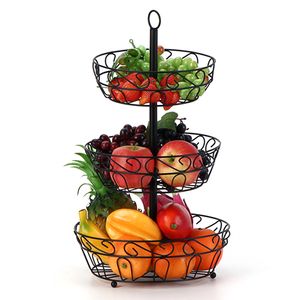 Obstschale, Obstkorb, Küchenregal, 3 Stöckig Gemüsekorb aus Metall, Stehend Küche Lagerung Früchtekorb