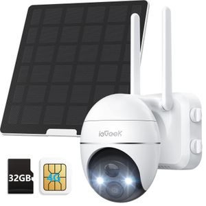 ieGeek Überwachungskamera Außen mit SIM TLE, 9600mAh Akku Camera mit Solarpanel, IP Kamera Outdoor mit PTZ, Farbnachtsicht, PIR Bewegungsmelder