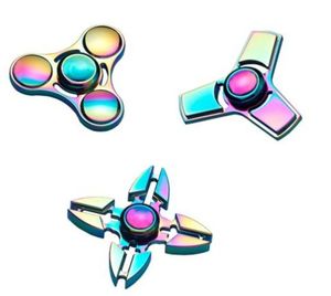 Fidget Spinner-Set, Finger Fidget Spinner Metall, 3er Set in schillernden Regenbogenfarben.