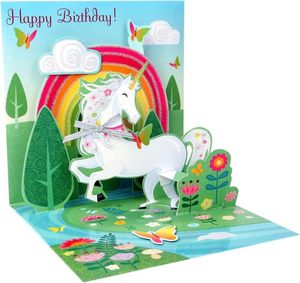 1 Treasures Pop-up Card Grußkarte Einhorn Happy Birthday Gutschein ca 13x13 cm