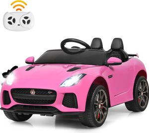 Elektroauto mit Fernbedienung MP3, Kinderfahrzeug elektro, Jaguar Kinderauto ab 3 Jahren, Rosa