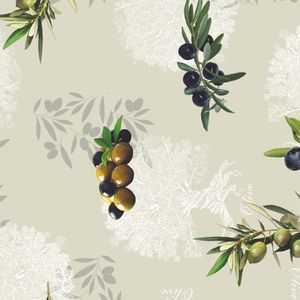 PVC Tischdecke Oliven grün schwarz Wachstuch - Breite & Länge wählbar - abwaschbare Tischdecke , Größe:130 x 200 cm
