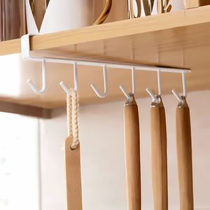 Uchwyt na kubki Uchwyt na kubki Przechowywanie chochli Wisząca półka Organizer kuchenny, kolor: biały