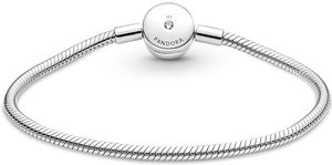 Pandora Moments Halo Armband 590038C01 Snake Chain Bracelet Sterling Silber 925 klare Zirkonia 21