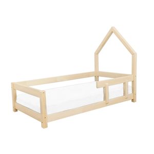 Benlemi Dětská postel domeček POPPI s bočnicí vpravo 140x200 cm Přírodní Imitace bez laku