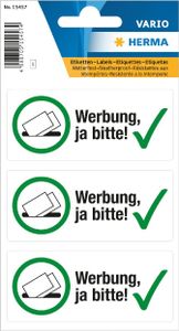 HERMA Hinweisetiketten "Werbung ja bitte!" Folie matt wetterfest 3 Etiketten