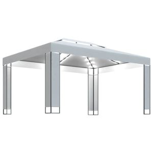 vidaXL Pavillon mit LED-Lichterkette Weiß 3x4 m