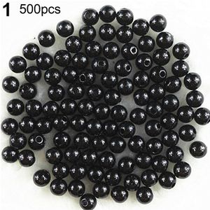 500 Stück 6 mm runde Perlen aus Acryl zum Selbermachen, Basteln, Schmuckherstellung, lose Perlen-Schwarz