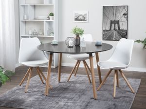 BELIANI Jídelní stůl černé bukové dřevo ø 120 cm kulatý kuchyňský obývací pokoj minimalistický