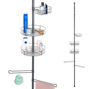 bremermann Teleskop-Badregal, 3 Körbe, 2 Stangen, bis max. ca. 290 cm, grau