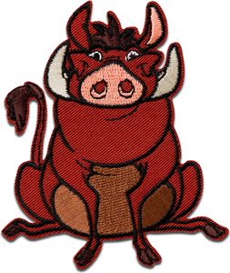 Disney © König Der Löwen Pumba Tier  - Aufnäher, Bügelbild, Aufbügler, Applikationen, Patches, Flicken, Zum Aufbügeln, Größe: 8 x 6,5 cm
