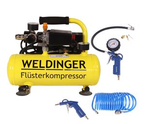 Aktionsset WELDINGER Flüster Kompressor FK 40 compact + Druckluftset 6-teilig