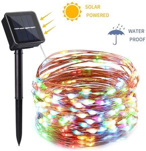Outdoor Solar Lichterkette, 10m 100 LED Solar Kupferdraht Lichterkette (farbig)