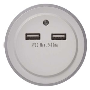 Lampka nocna LED EMOS do gniazdka z 2x USB, P3313