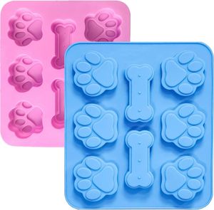 Silikonform mit Pfotenabdruck für Welpen, Katzen und Hunde, Schokoladenformen mit Pfotenabdruck, Formen für Hundeleckerlis, Hunde-Gefrierform für Eis am Stiel, antihaftbeschichtete Silikonform für Wachsschmelzen, Backen, Pudding, Gelee, Süßigkeiten, Gummibärchen, Kekse, Eiswürfel, 2 Stück