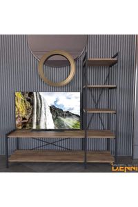 Dienni Cankaya   Retro TV-Schrank Fernsehtisch Lowboard 5 Regalebenen TV Board Couchtisch 140cm