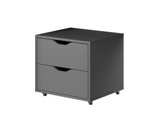 Furniture24 Rollcontainer Mati mit 2 Schubladen Büroschrank mit Rollen Schreibtischcontainer Graphite