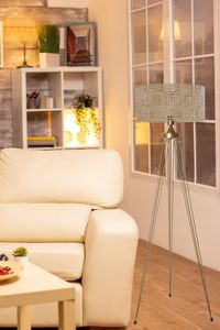 Opviq, Star Eskitme Lambader Silindir Rattan Abajurlu, Stehlampe, 100 % METALL, Kupfer, 45 x 45 x 155 cm