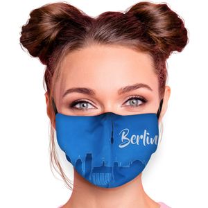Mundschutz Nasenschutz Behelfs – Maske, waschbar, Filterfach, verstellbar, Motiv Berlin
