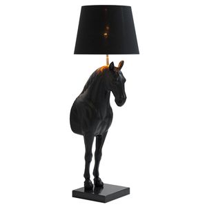 Design Stehlampe BLACK BEAUTY 130cm schwarz Pferdefigur Stehleuchte Standleuchte Wohnzimmerlampe