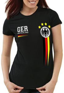 style3 Deutschland Damen T-Shirt Germany Fußball Europameisterschaft Trikot EM 2020, Farbe:Schwarz, Größe:XL