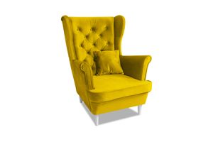 GRAINGOLD Sessel Oslo II - Polstermöbel mit Samtstoff - Skandinavisch Design - Wohnzimmersessel, Armlehnensessel, Loungesessel - Gelb