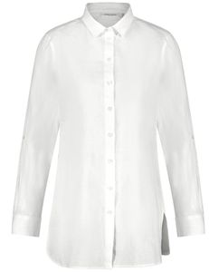 Gerry Weber -  Damen Longbluse aus Leinen (260018-66435), Größe:42, Gerry Weber Farbe:weiß/weiß (99600)