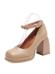 Damen Chunky Pumps Block Heel Modekleid Schuhe Anti Rutsch Quadratzehen Hochzeit High Heels Braun,Größe:EU 35.5
