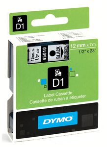 DYMO páska D1 12mm x 7m, černá na průhledné, 45010, S0720500