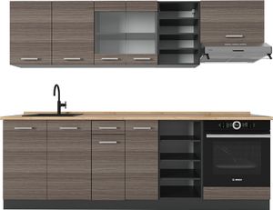 Vicco Küchenzeile R-Line, 240 cm ohne Arbeitsplatte, Edelgrau/Anthrazit